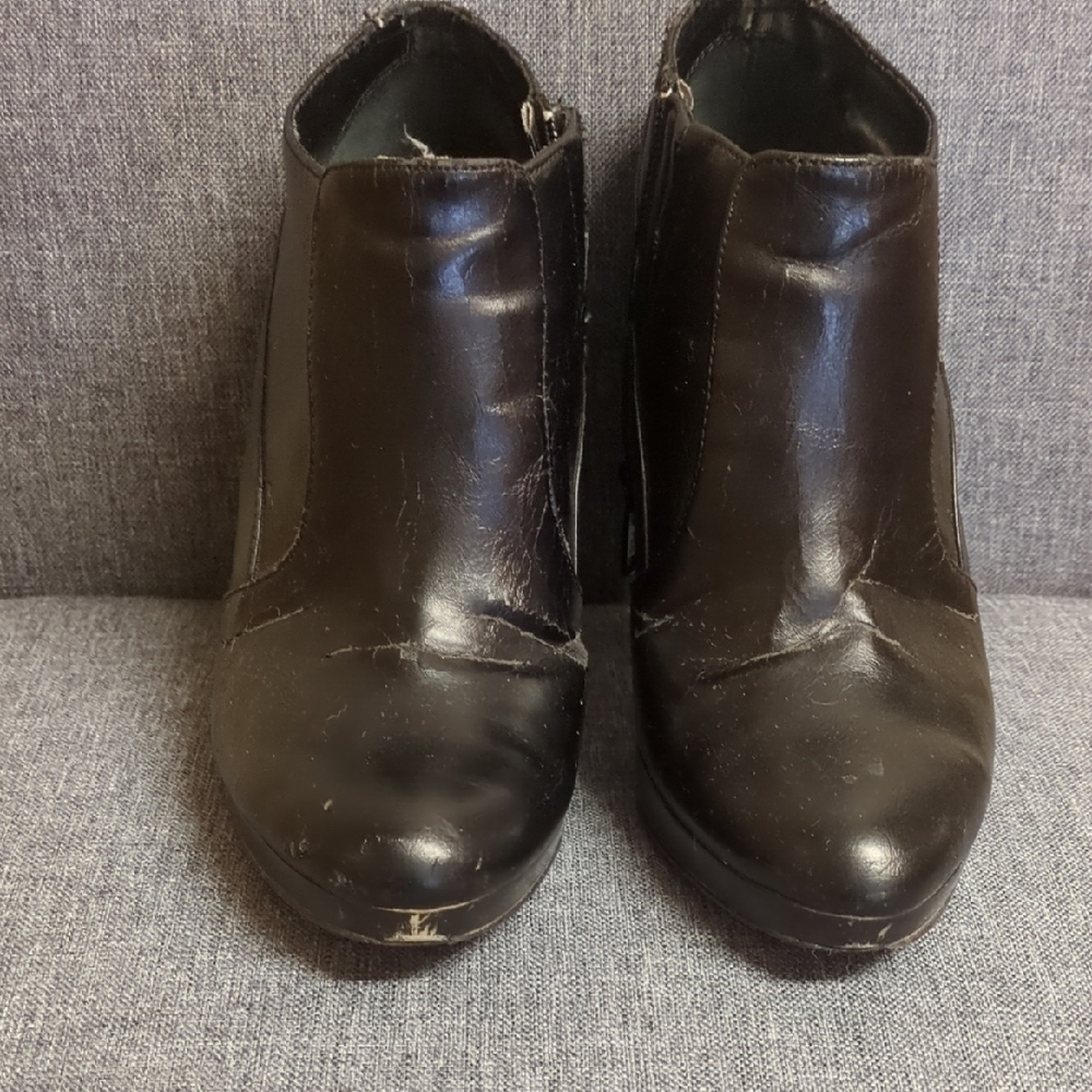 Style & Co. Black Leather Ankle Booties